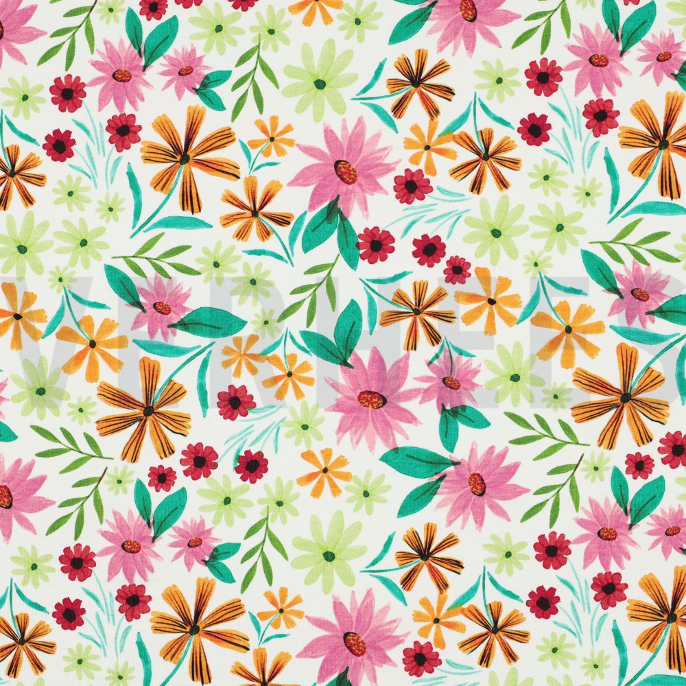 JERSEY DIGITAL FLOWERS WHITE