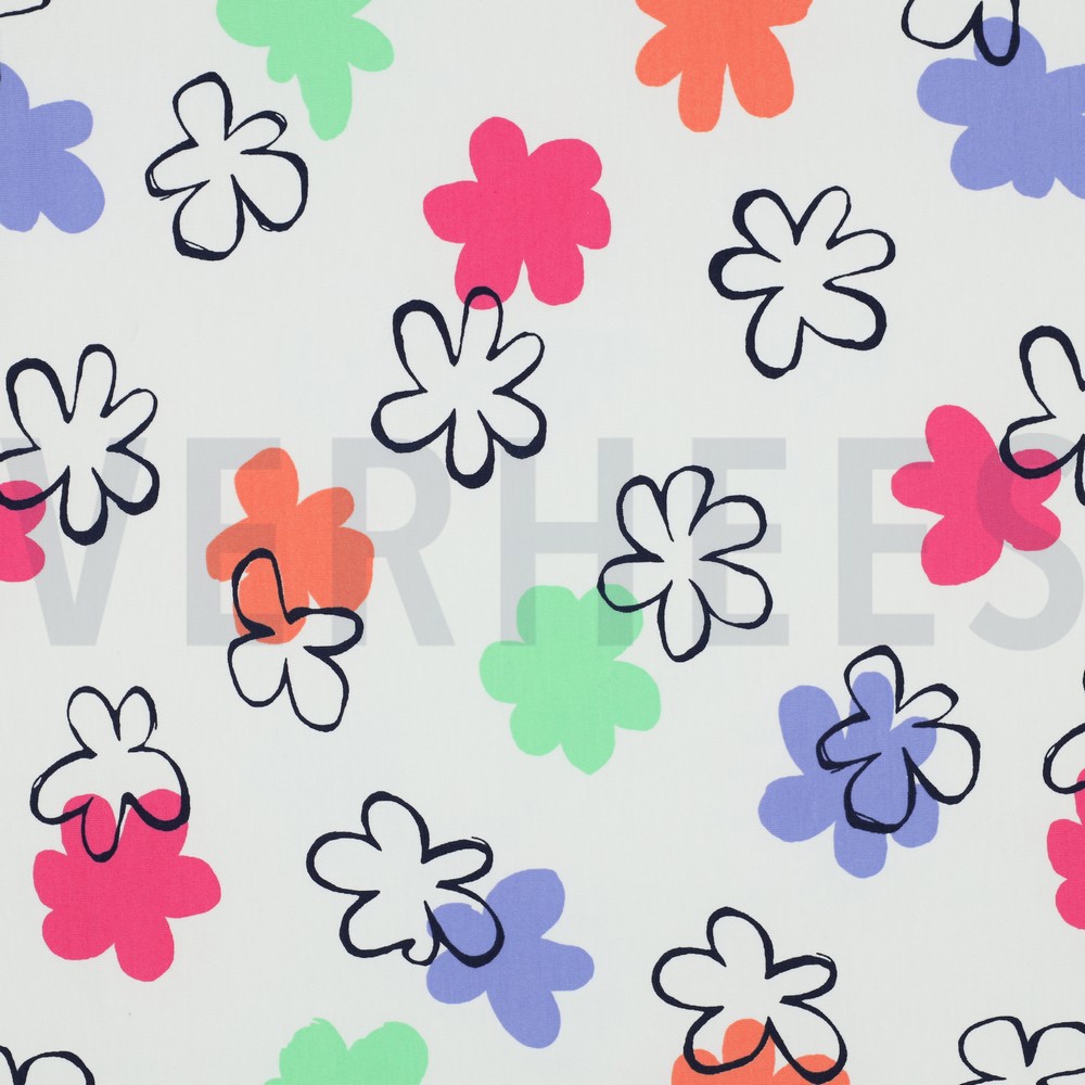 JERSEY FLOWERS WHITE