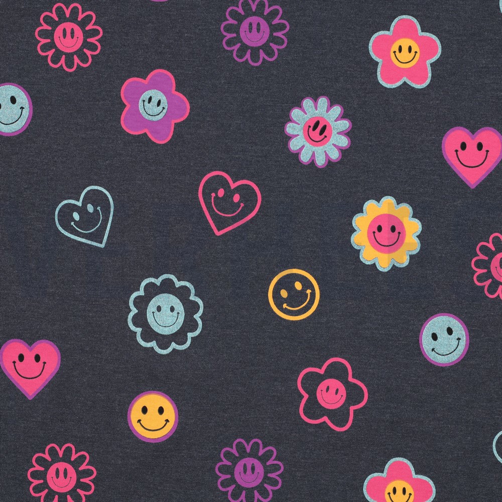 JERSEY MELANGE GLITTER HAPPY FACES INDIGO (hover)