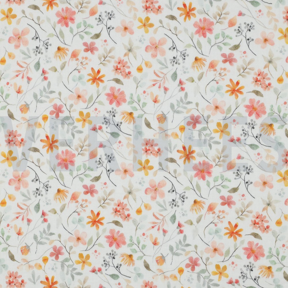 DOUBLE GAUZE DIGITAL FLOWERS WHITE (hover)