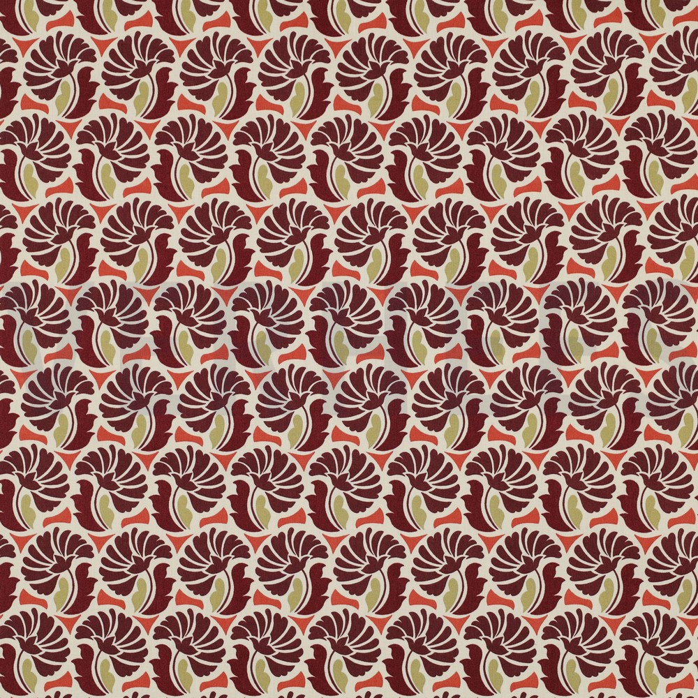 FINE POPLIN FLOWERS BORDEAUX (hover)