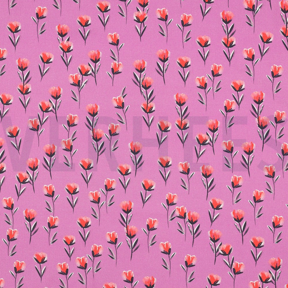 FINE POPLIN DIGITAL FLOWERS FUCHSIA (hover)