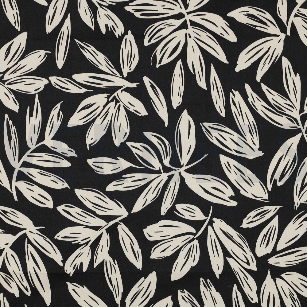 COTTON SATIN LEAVES BLACK (hover)