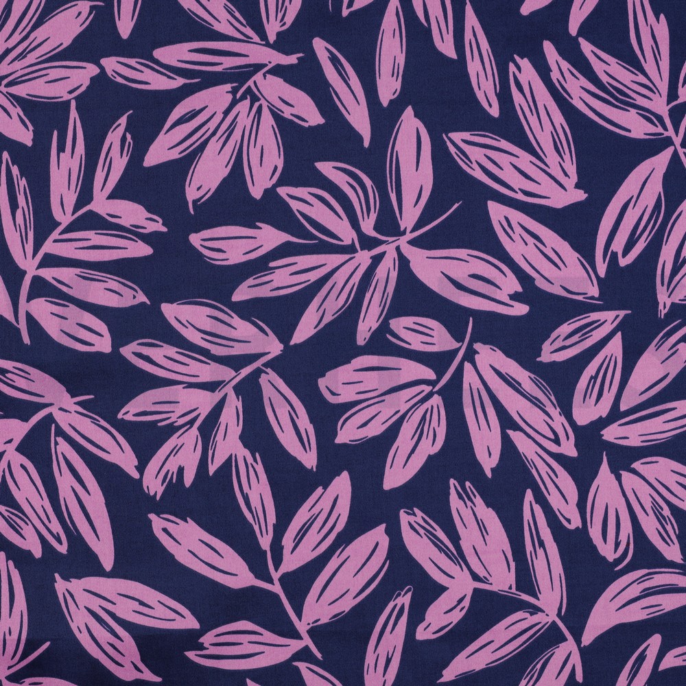 COTTON SATIN LEAVES NAVY