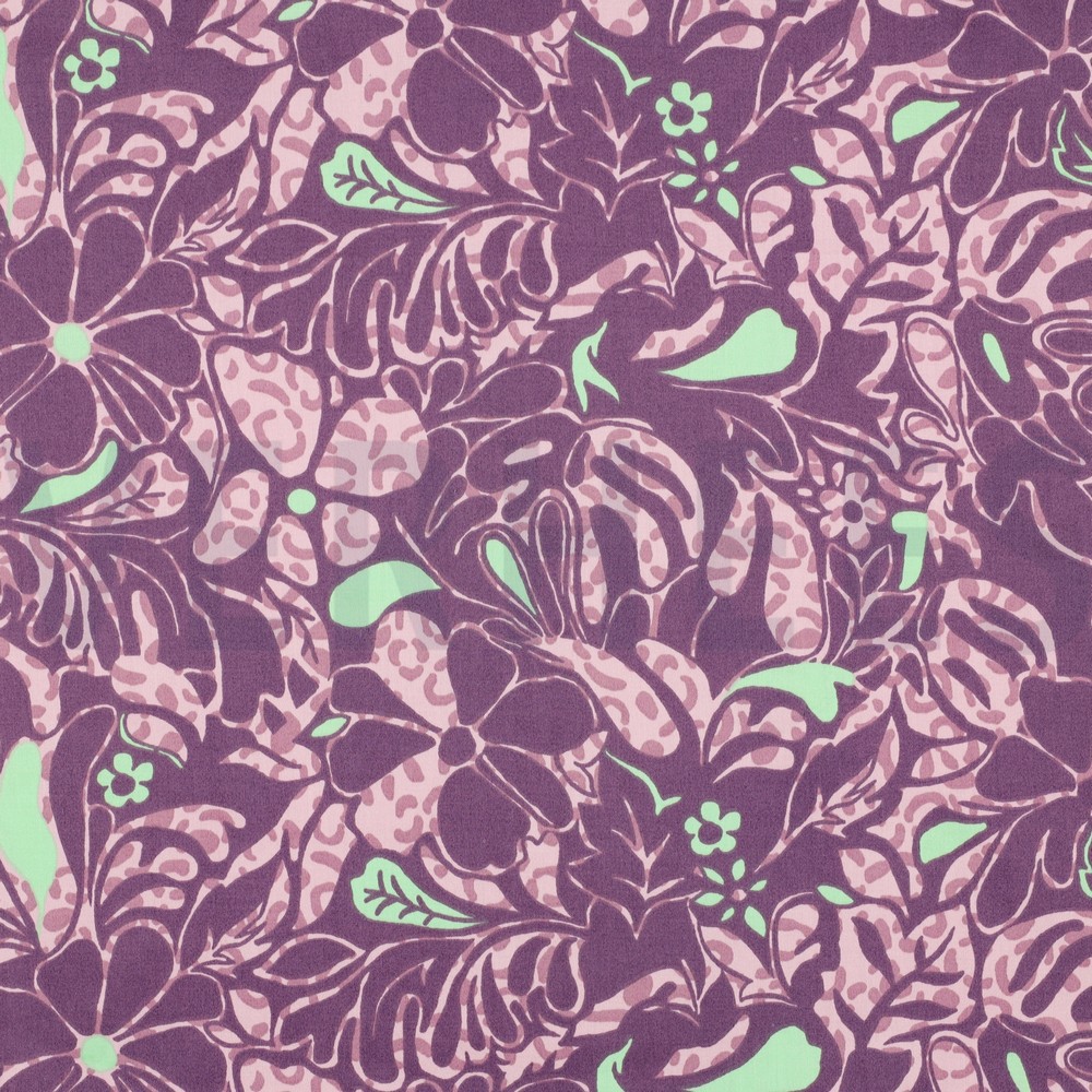 COTTON SATIN FLOWERS PURPLE