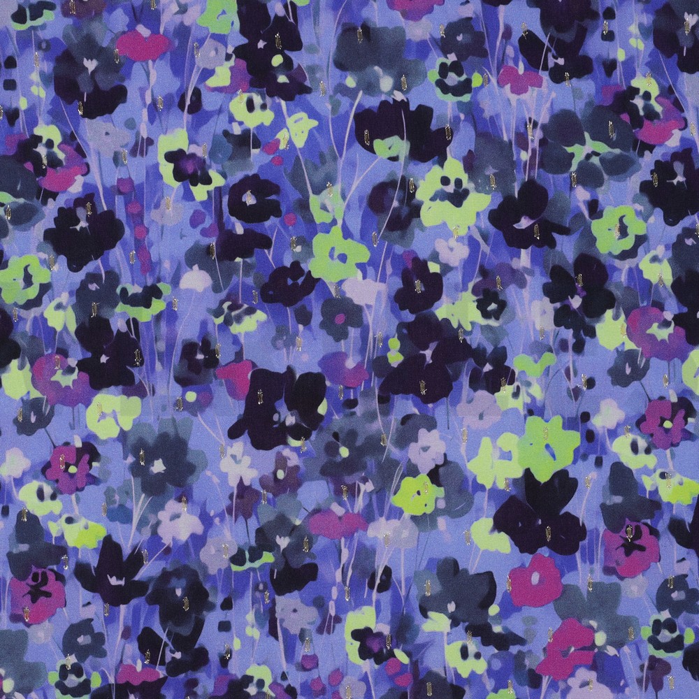 VISCOSE LUREX DIGITAL FLOWERS COBALT