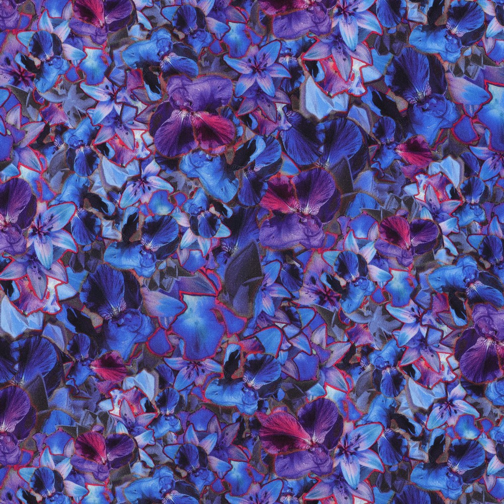 ROSELLA STRETCH DIGITAL FLOWERS COBALT