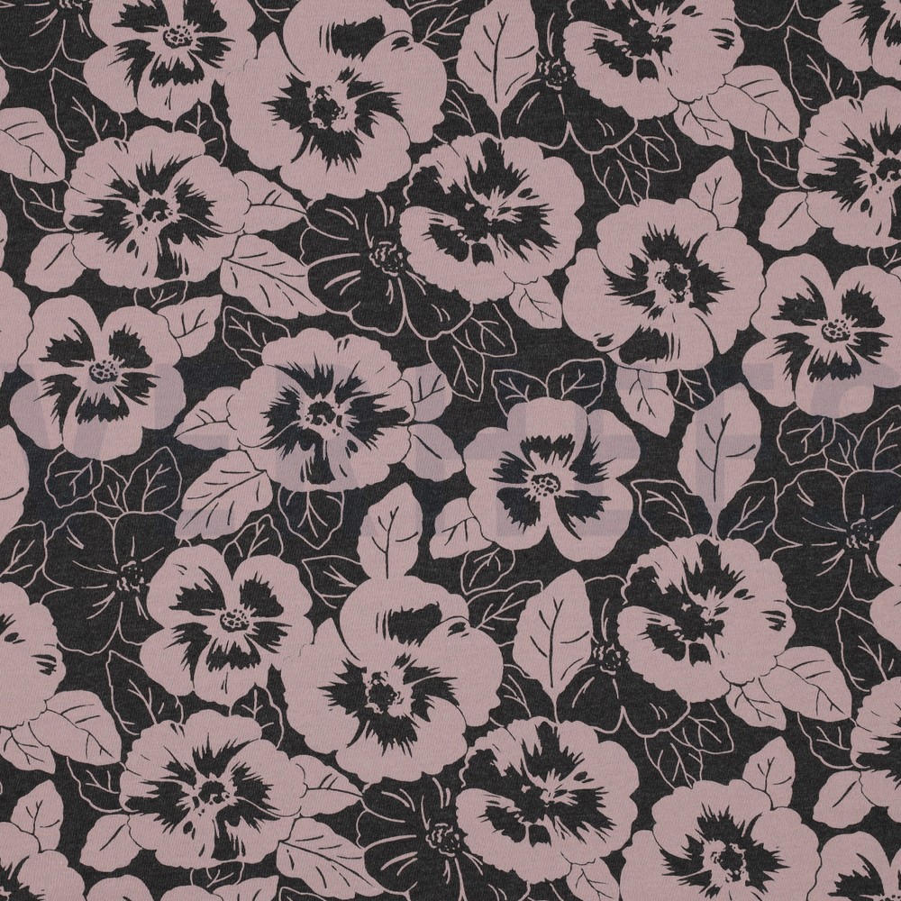 JERSEY MELANGE FLOWERS ANTHRACITE MELANGE