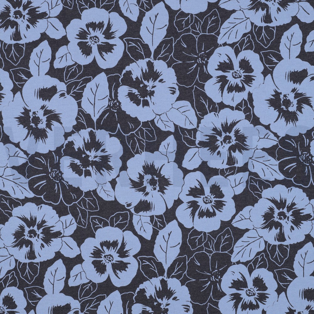 JERSEY MELANGE FLOWERS INDIGO MELANGE (hover)