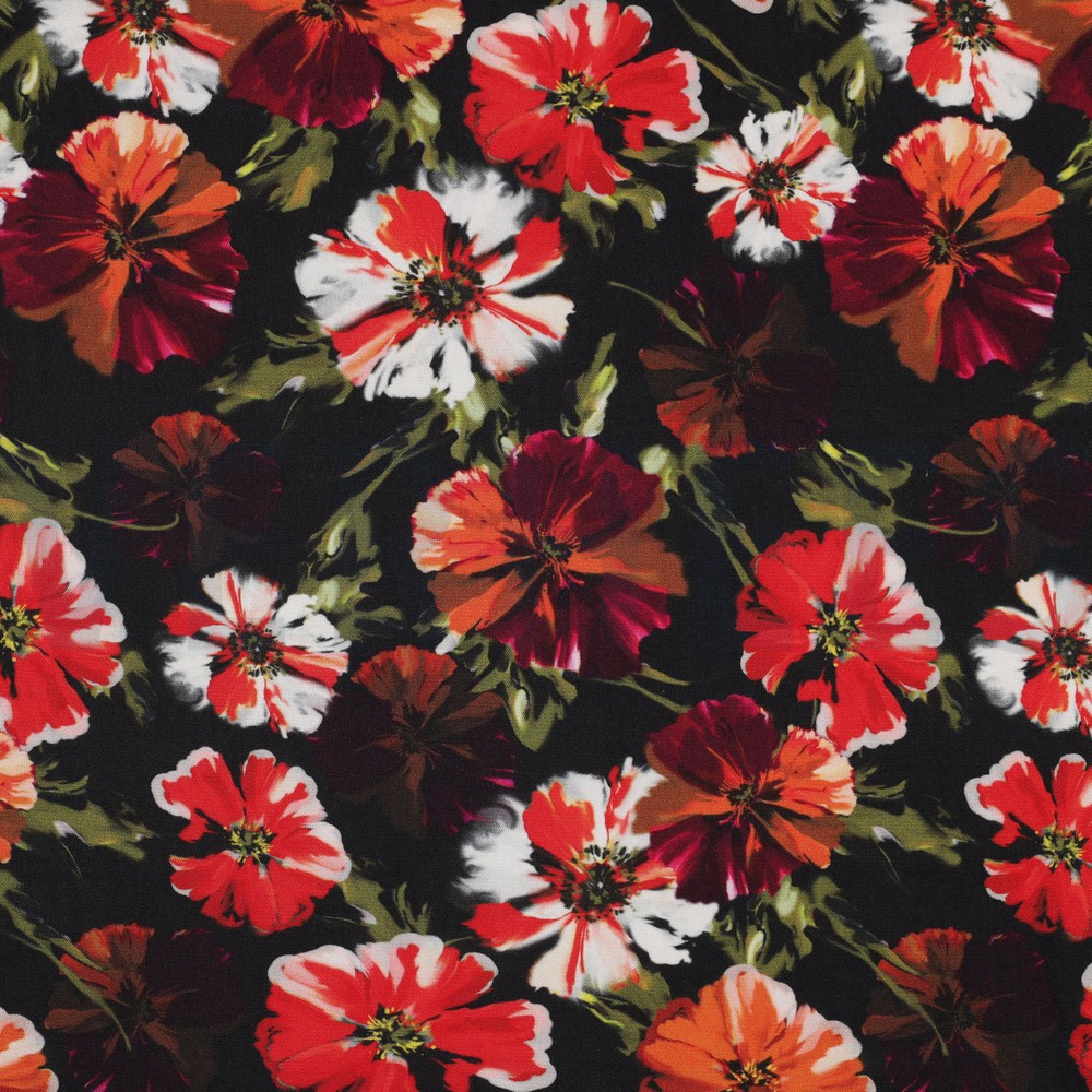 ROSELLA STRETCH DIGITAL FLOWERS BLACK (hover)