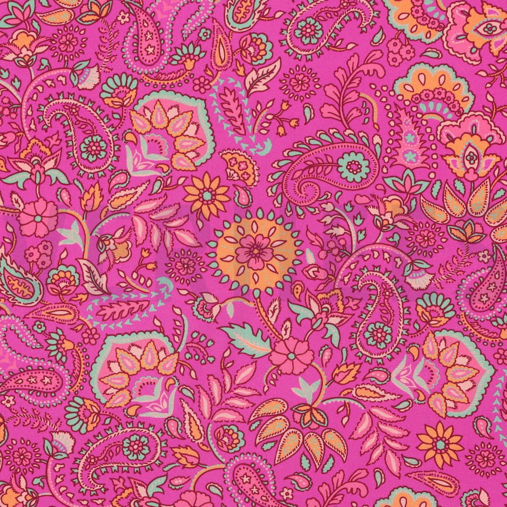 LENZING ECOVERO DIGITAL PAISLEY FUCHSIA