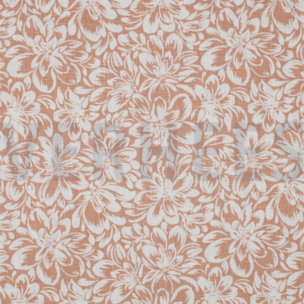 LINEN WASHED FLOWERS LIGHT APRICOT (hover)