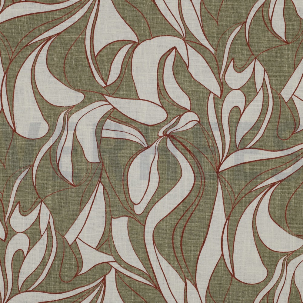 LINEN WASHED ABSTRACT OLIVE (hover)