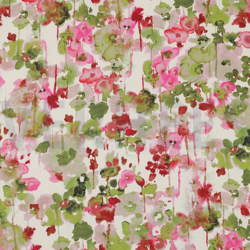 VISCOSE SATIN DIGITAL FLOWERS ECRU