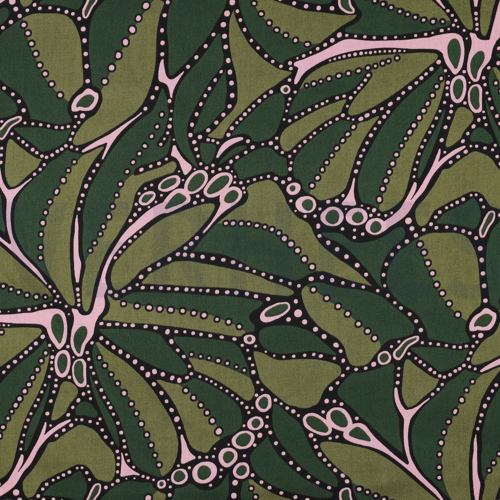 COTTON SATIN ABSTRACT DARK GREEN (hover)