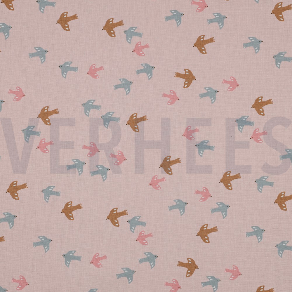 POPLIN GOTS BIRDS AND BUTTERFLIES POWDER (hover)