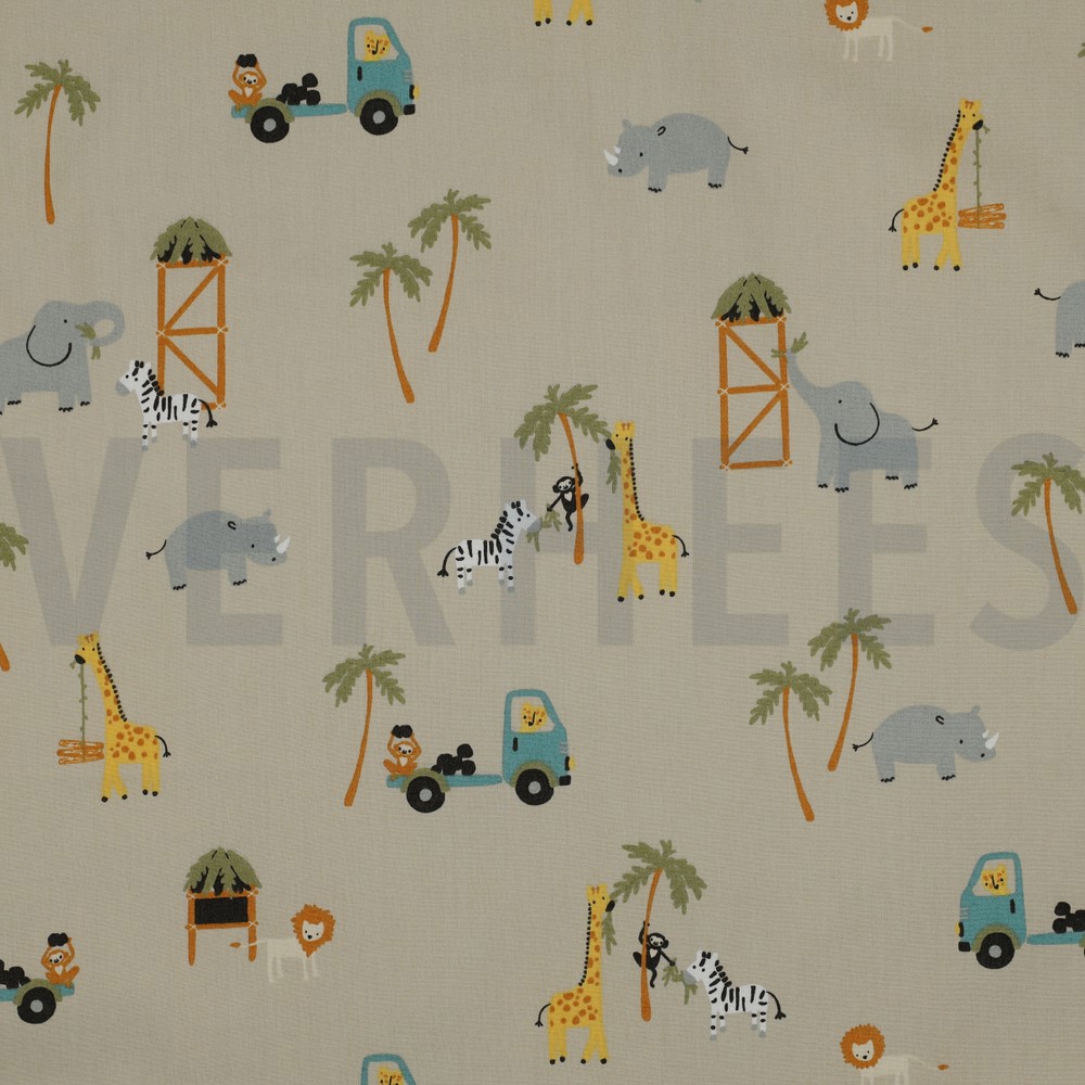 FINE POPLIN SAFARI ANIMALS CAMEL