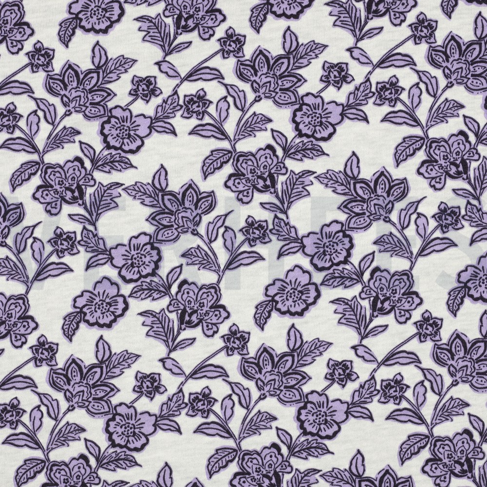 SWEAT MELANGE FLOWERS ECRU MELANGE-PURPLE