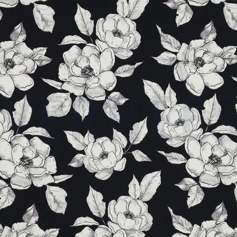 CANVAS DIGITAL FLOWERS BLACK