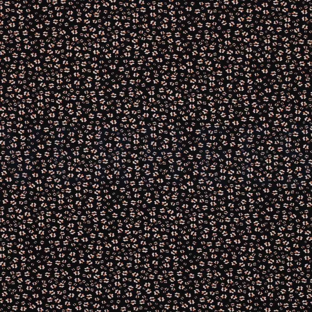 BAMBOO COTTON JERSEY FLOWERS BLACK