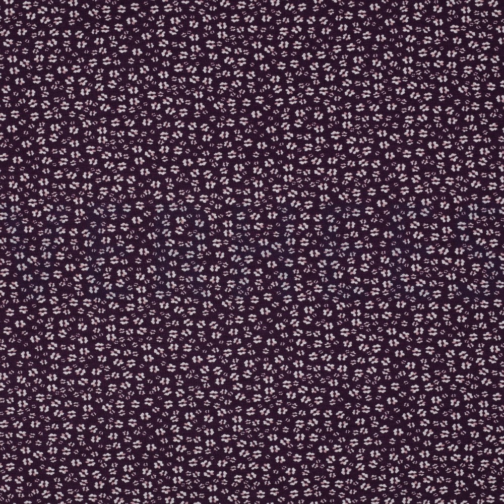 BAMBOO COTTON JERSEY FLOWERS DARK PURPLE