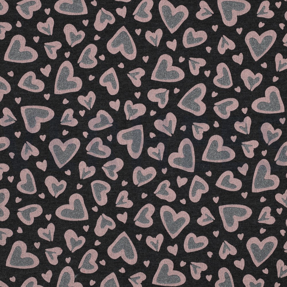 SWEAT MELANGE GLITTER LEOPARD HEARTS ANTHRACITE MELANGE