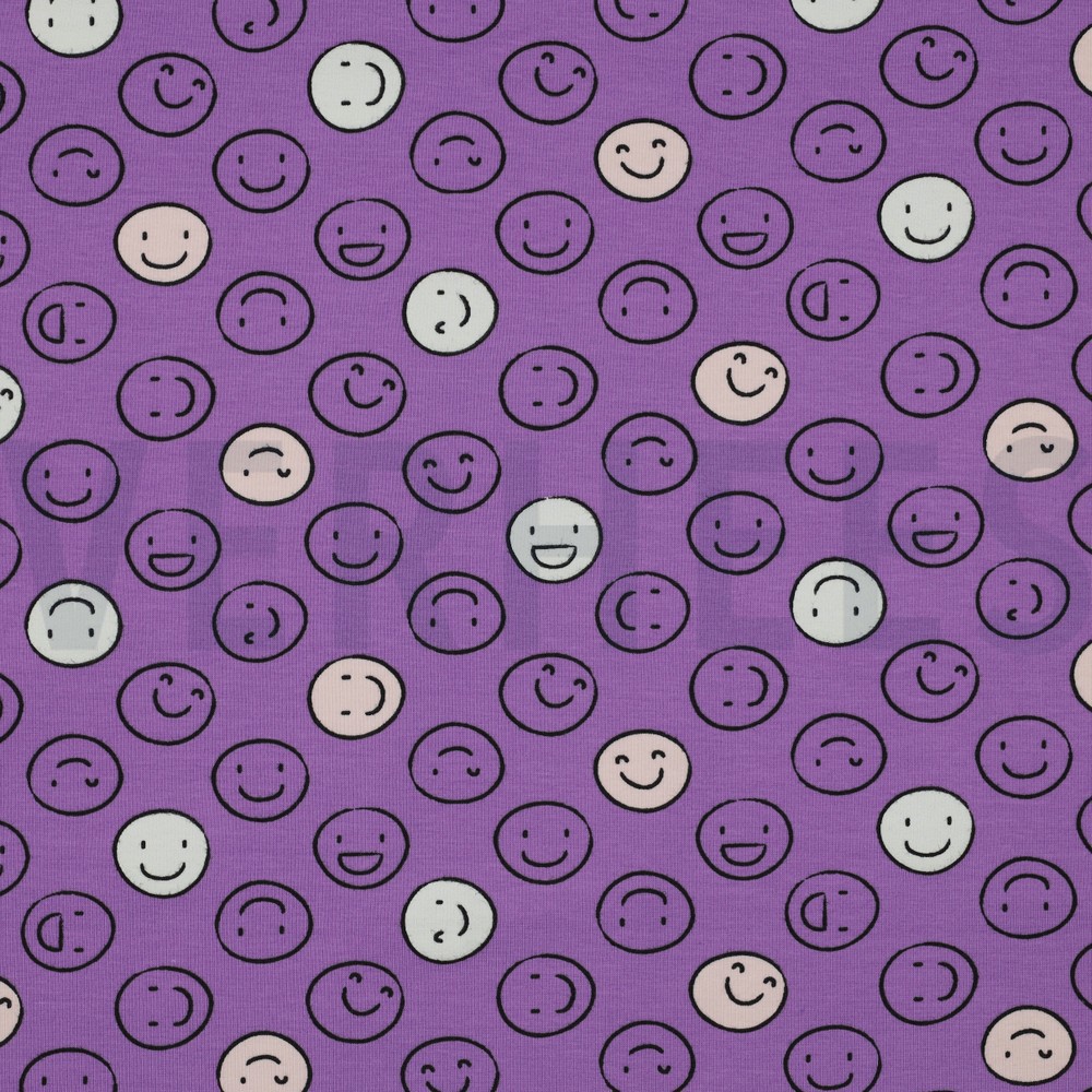 JERSEY GLOW IN THE DARK SMILEYS PURPLE