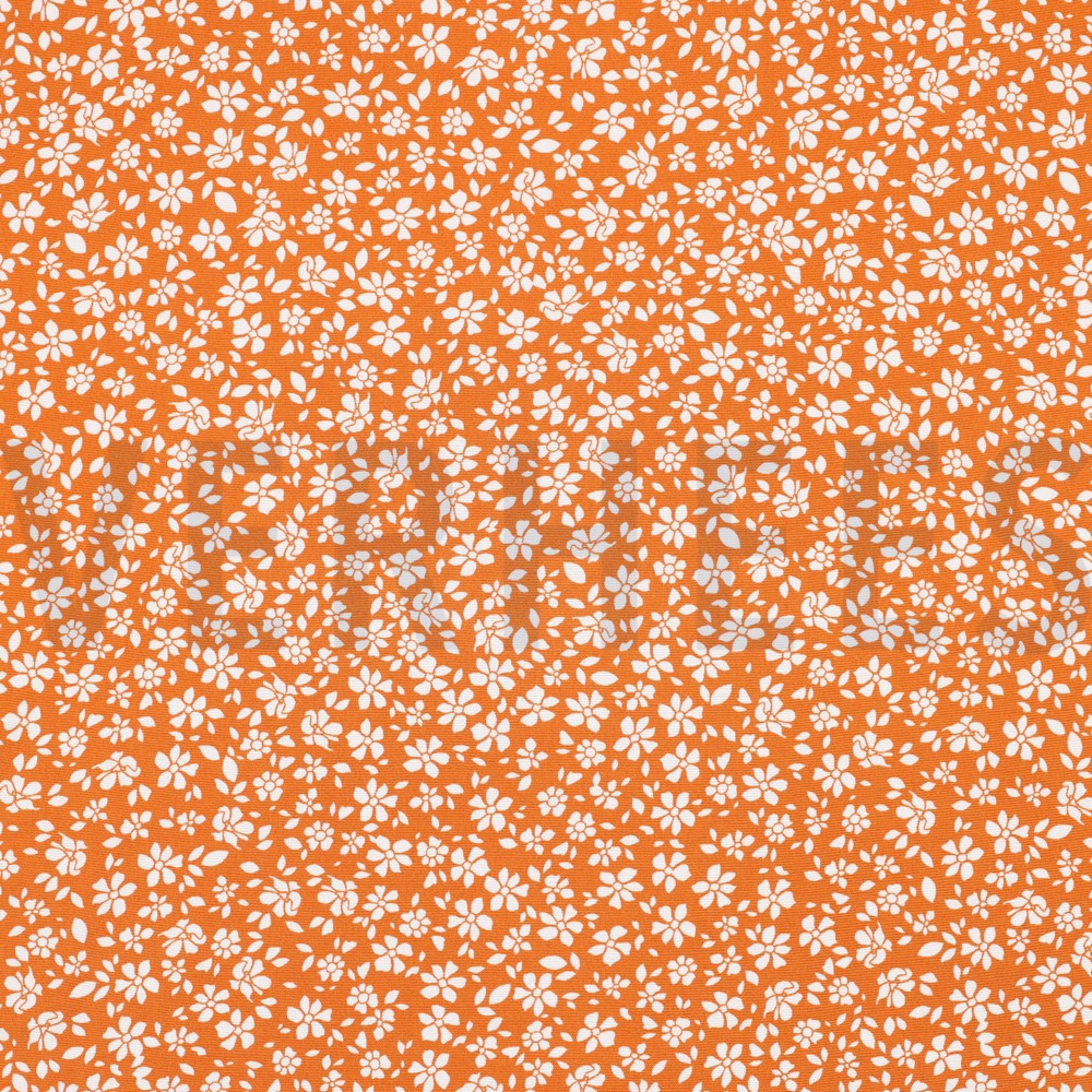 VISCOSE POPLIN STRETCH SMALL FLOWERS ORANGE (hover)