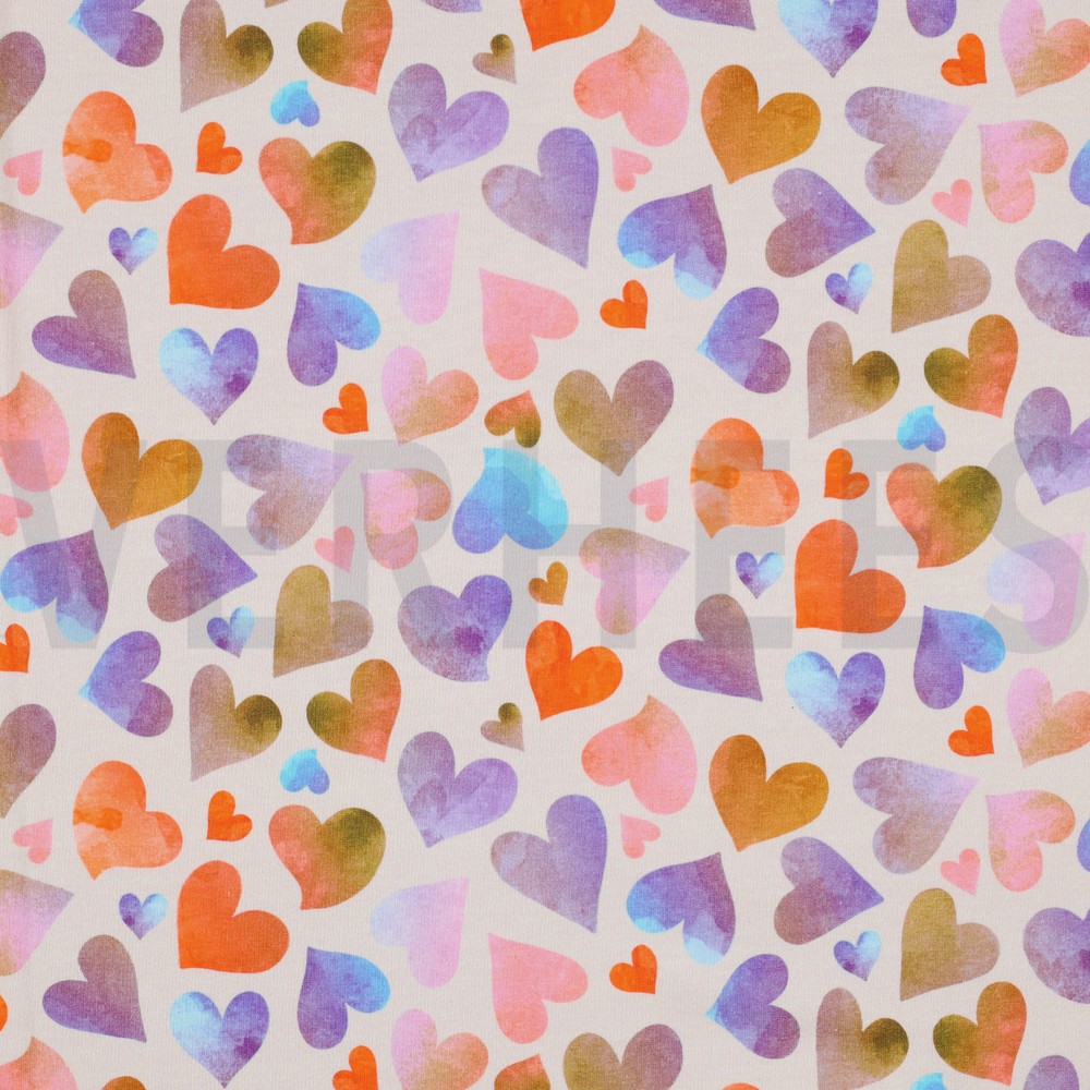 FRENCH TERRY DIGITAL HEARTS ECRU