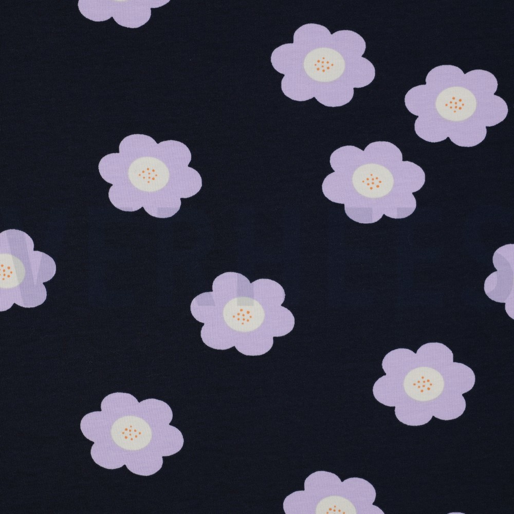 FRENCH TERRY BIG FLOWERS NAVY