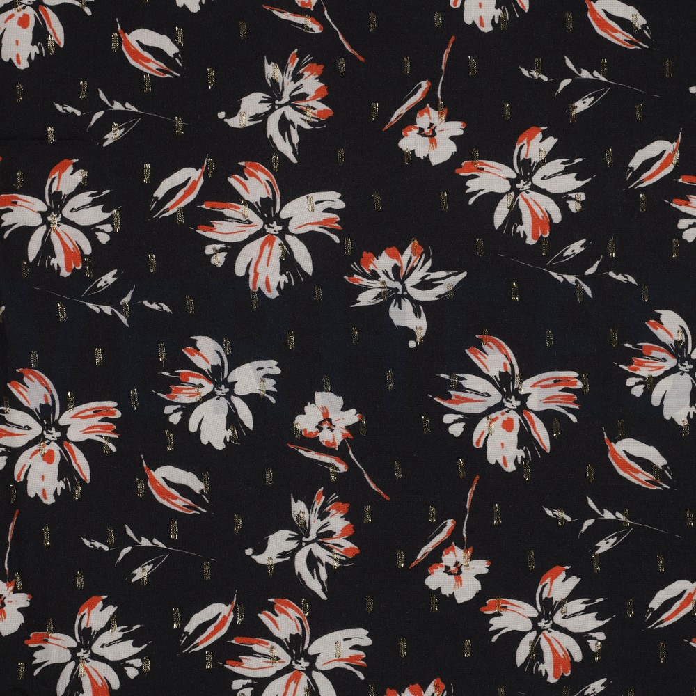 VISCOSE LUREX FLOWERS BLACK