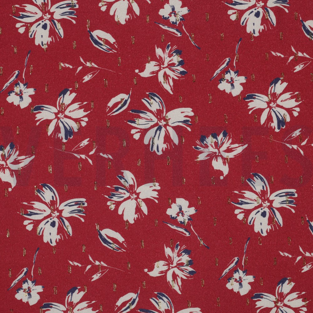 VISCOSE LUREX FLOWERS ROSSO RED