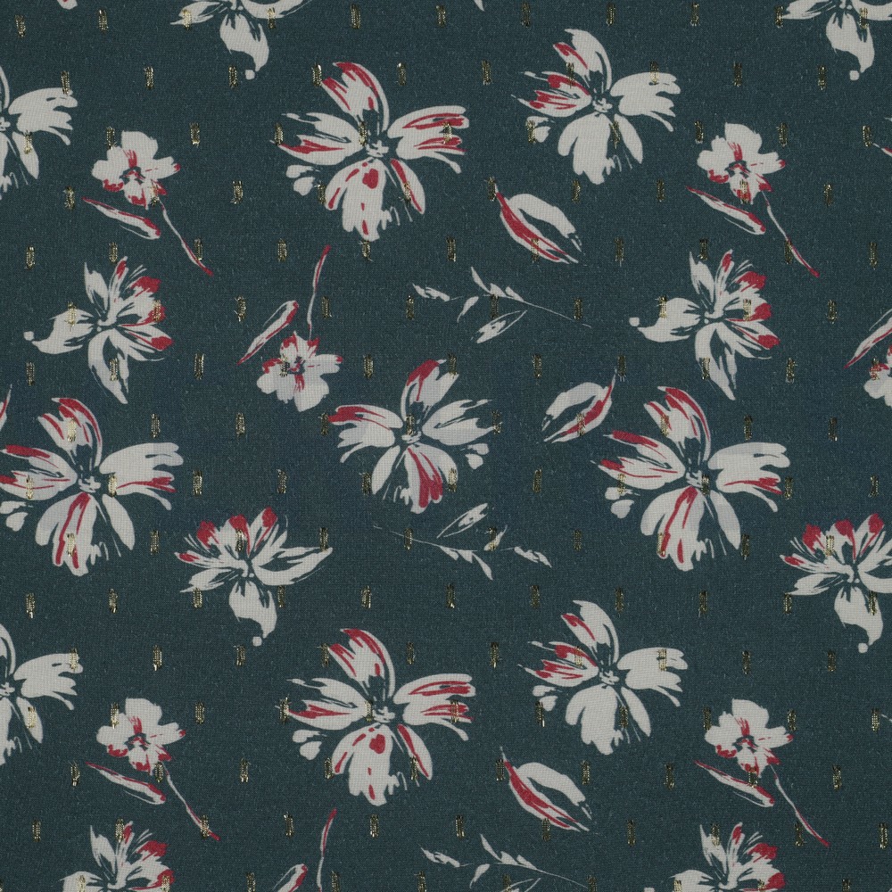 VISCOSE LUREX FLOWERS DARK EMERALD (hover)