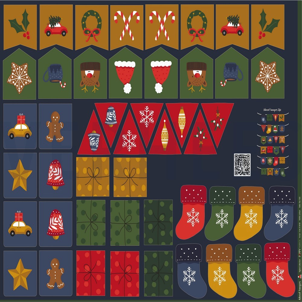 POPLIN DIGITAL ADVENT CALENDAR PANEL NAVY