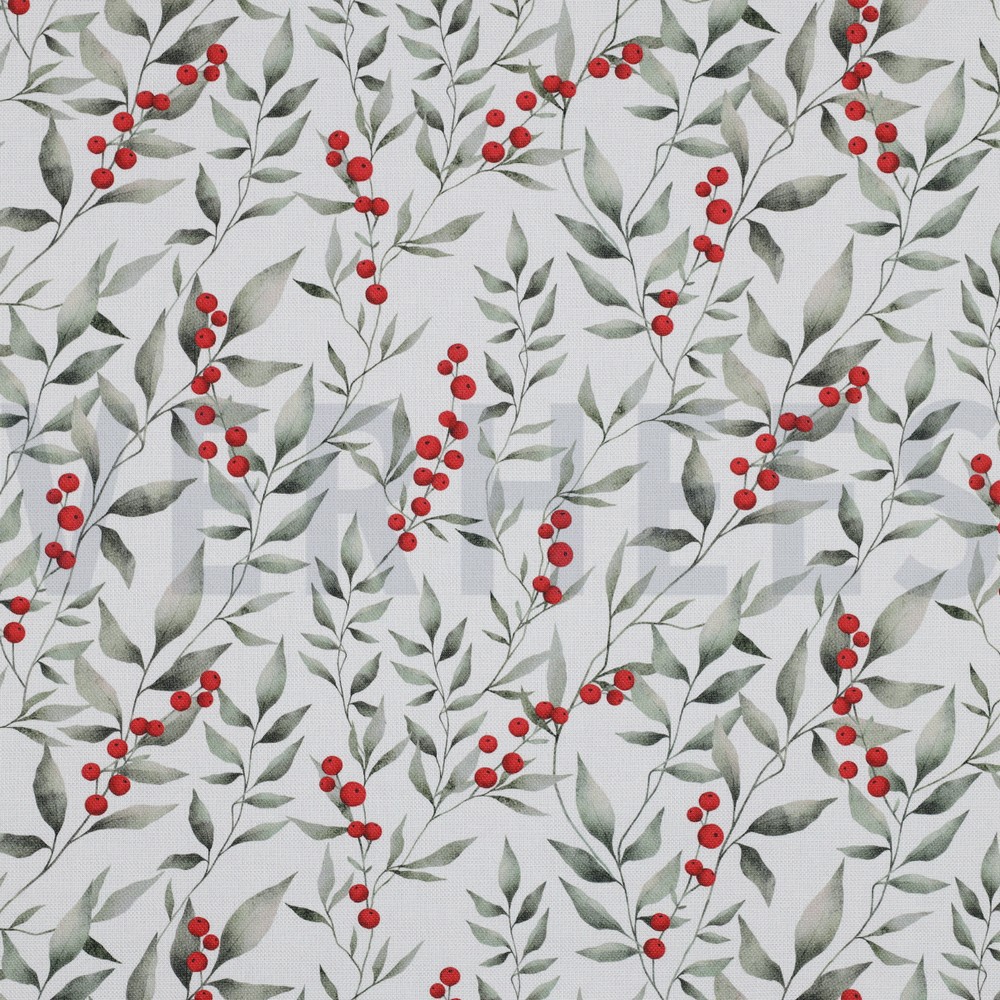 CANVAS DIGITAL WINTER BERRIES LINEN LOOK