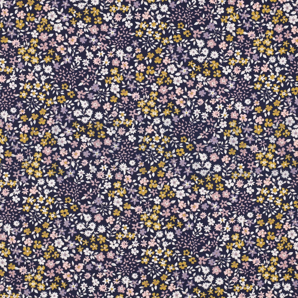 POPLIN SMALL FLOWERS NAVY