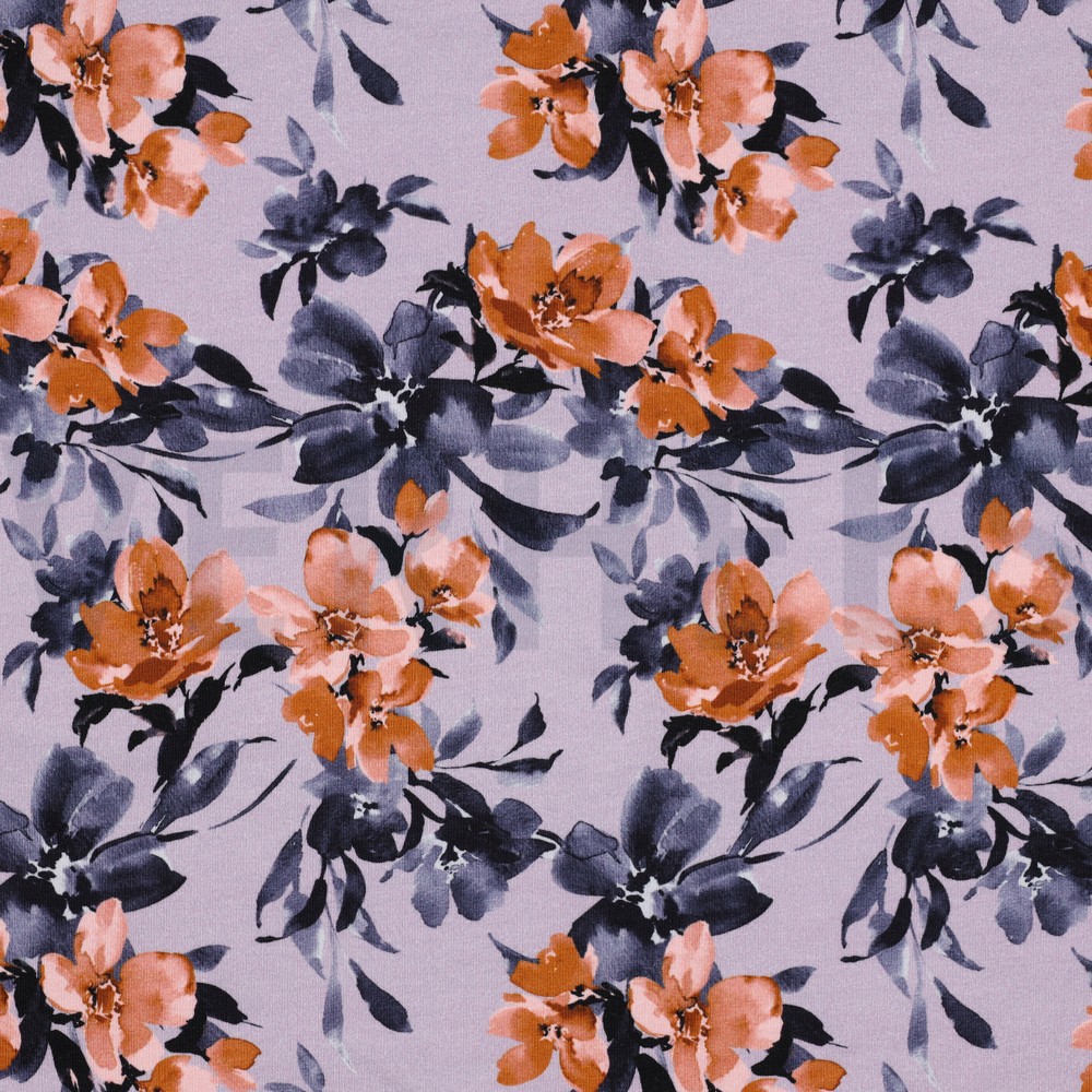 FRENCH TERRY DIGITAL FLOWERS LILAC (hover)