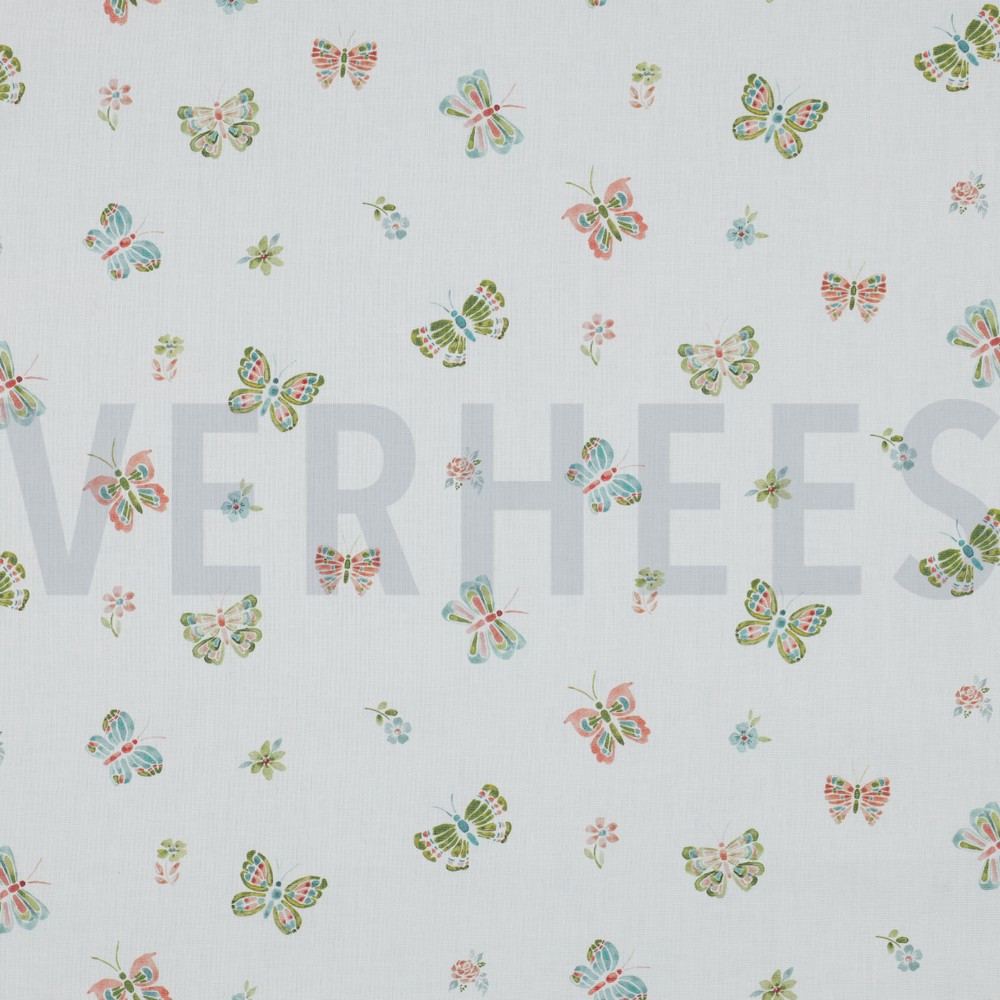 POPLIN DIGITAL BUTTERFLIES WHITE