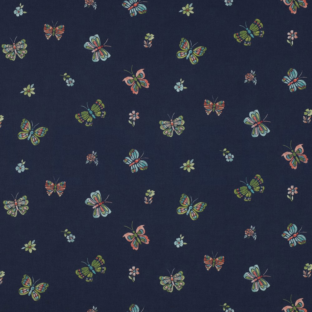 POPLIN DIGITAL BUTTERFLIES NAVY (hover)