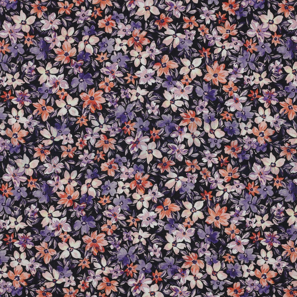 POPLIN DIGITAL FLOWERS BLACK