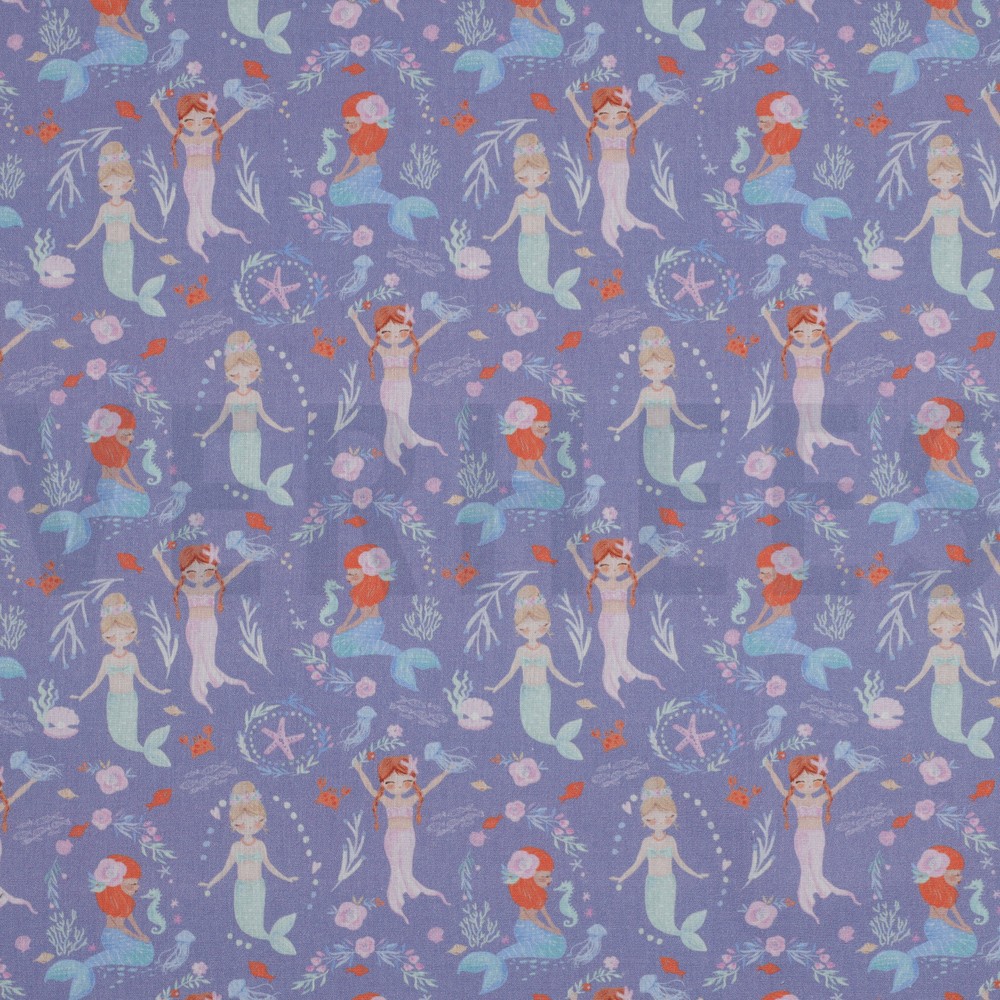 POPLIN DIGITAL MERMAIDS LAVENDER (hover)