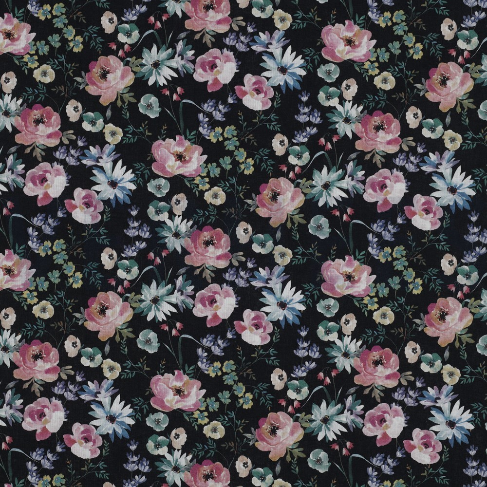 POPLIN DIGITAL FLOWERS BLACK