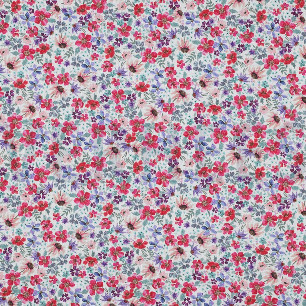 POPLIN DIGITAL SMALL FLOWERS WHITE