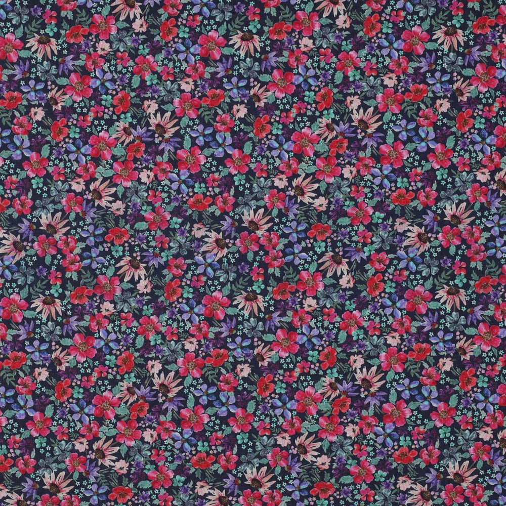 POPLIN DIGITAL SMALL FLOWERS NAVY