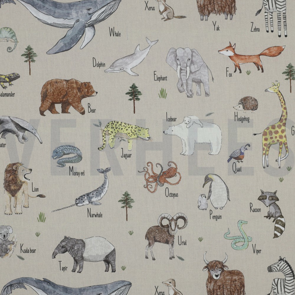 POPLIN DIGITAL ANIMALS BEIGE