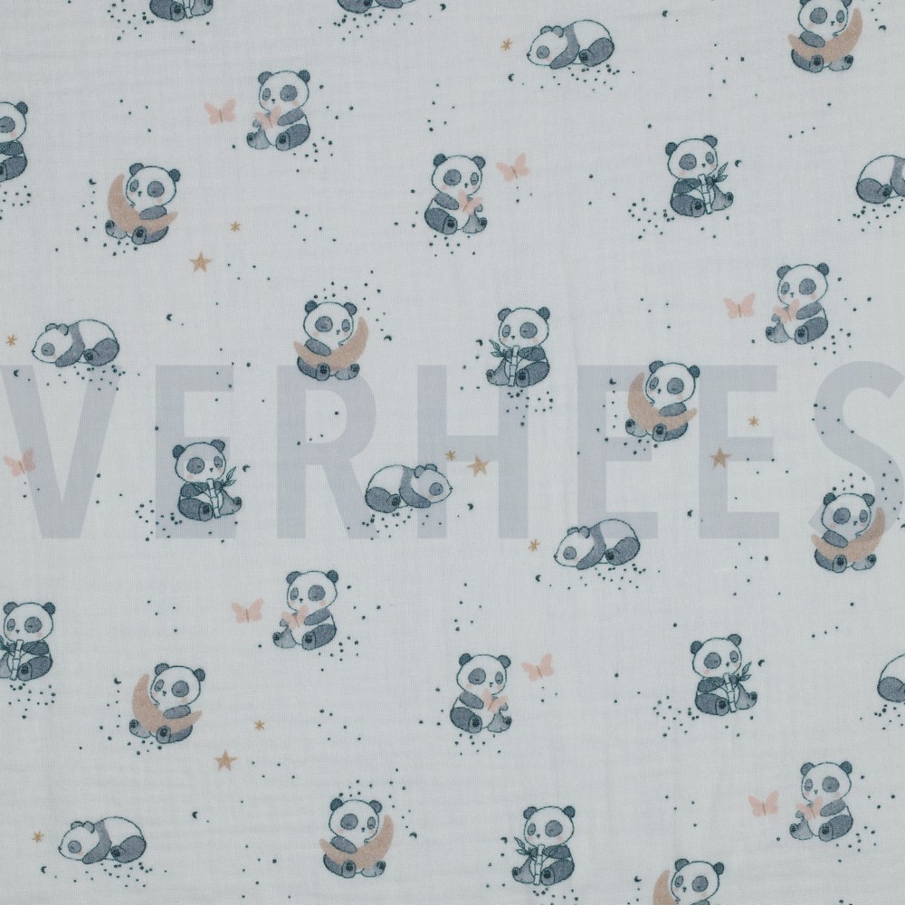 DOUBLE GAUZE DIGITAL PANDA WHITE