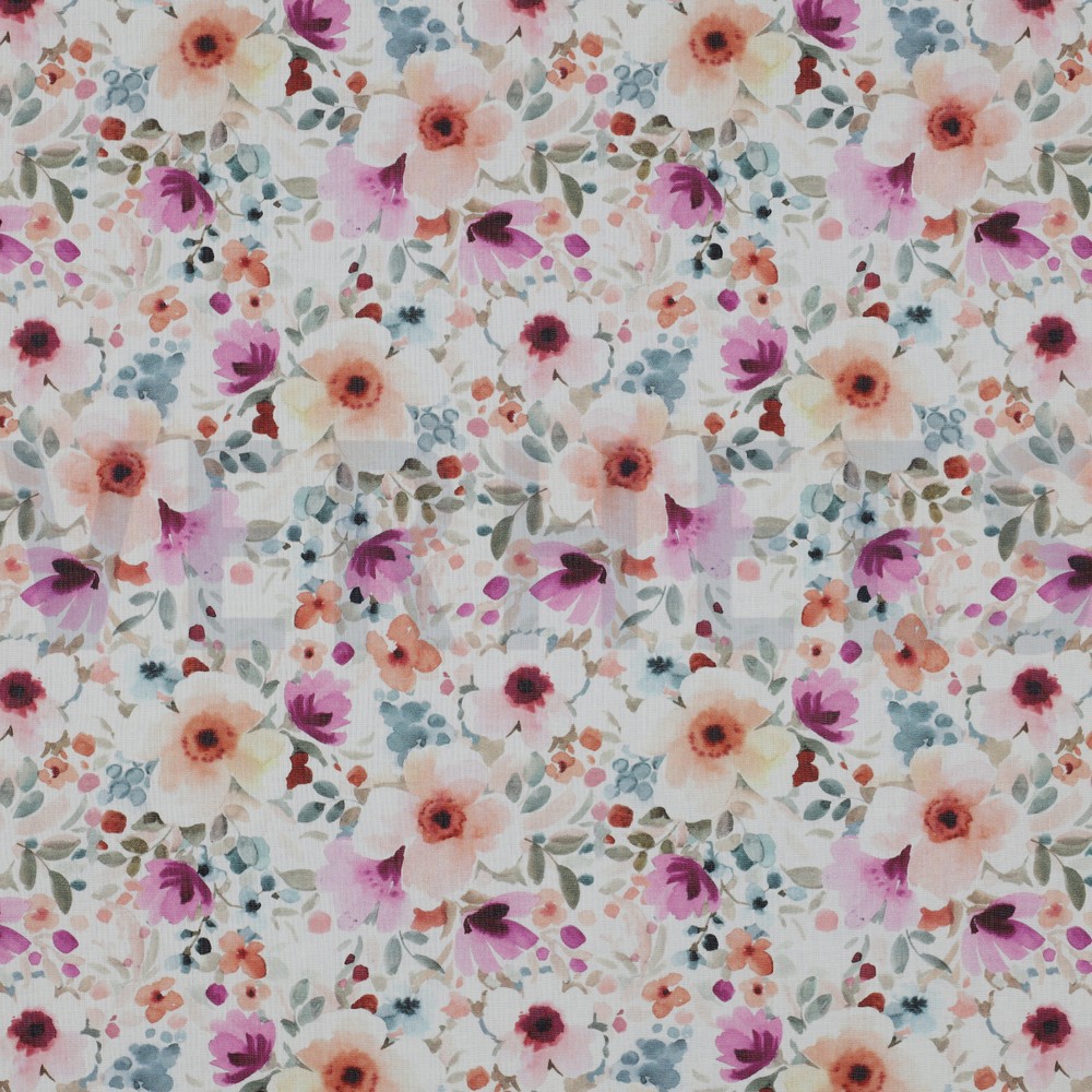 POPLIN DIGITAL FLOWERS WHITE