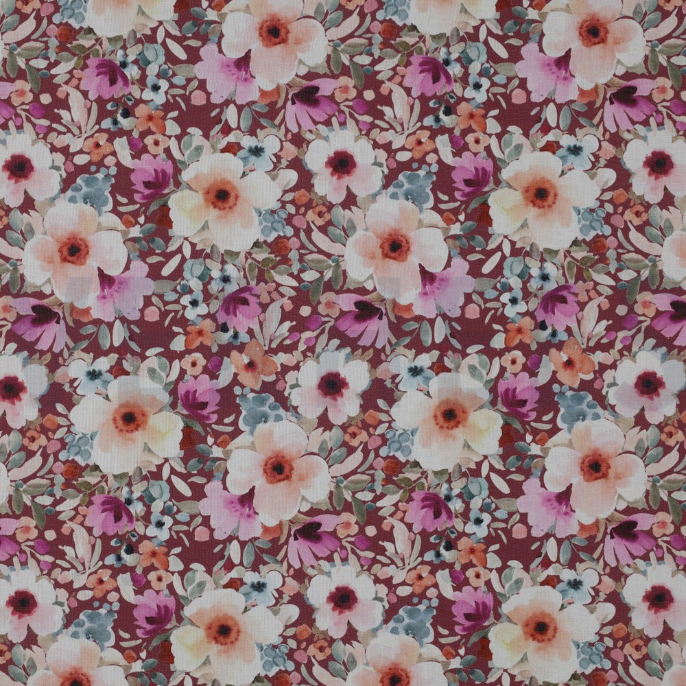 POPLIN DIGITAL FLOWERS MAUVE