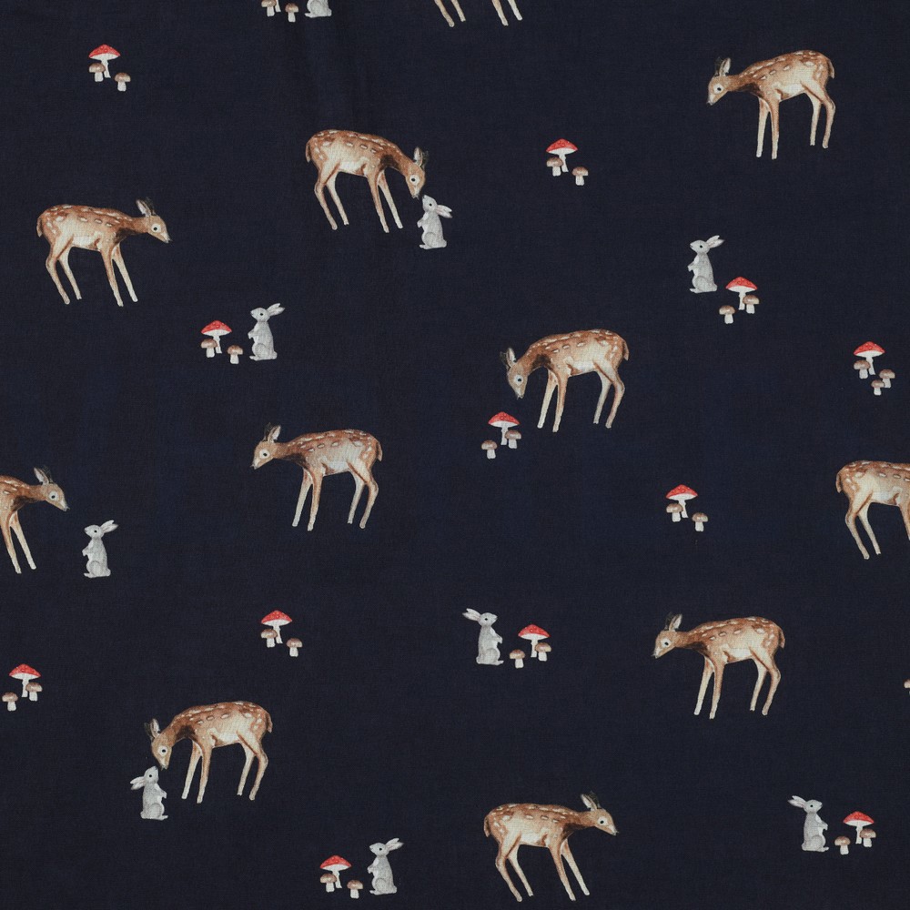 POPLIN DIGITAL FOREST ANIMALS NAVY