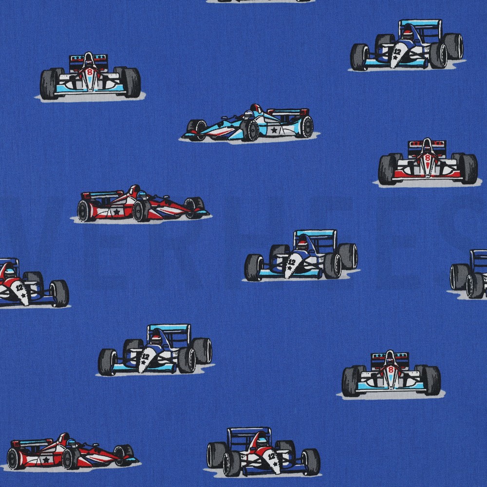 POPLIN RACING CARS BLUE